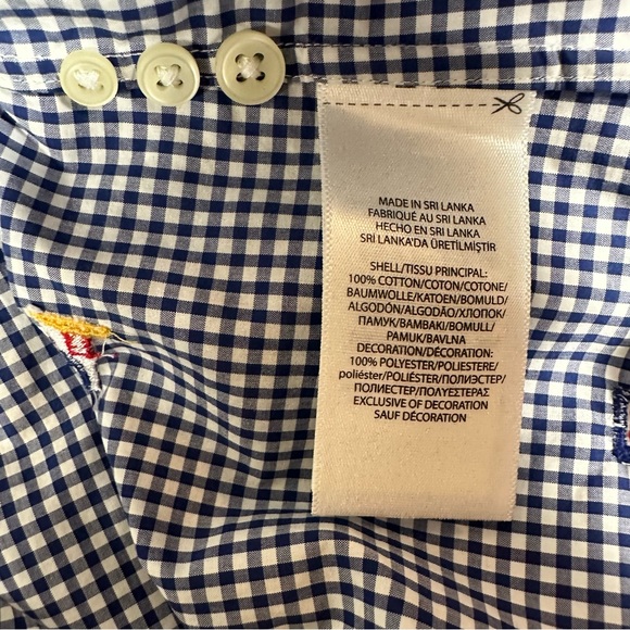 Ralph Lauren Shirt Men Size L Embroidered Flag Check Long Sleeve 100% Cotton EUC - Picture 5 of 10